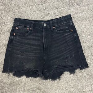 American Eagle Outfitters Black Jean Shorts Distressed High-Waisted